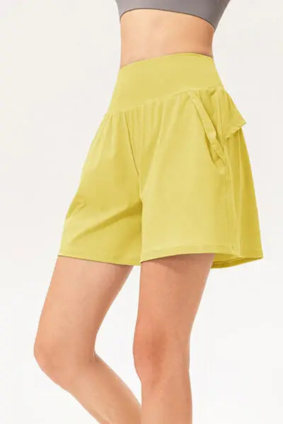 Pocketed Elastic Waist Active Shorts - Trendsi - Flyclothing LLC