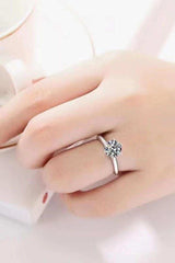 925 Sterling Silver Moissanite 6-Prong Ring - Trendsi - Flyclothing LLC