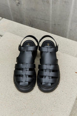 Qupid Platform Cage Stap Sandal in Black - Trendsi