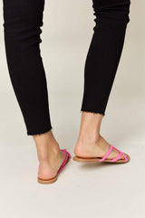WILD DIVA Crisscross PU Leather Open Toe Sandals - Trendsi - Flyclothing LLC