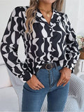 Printed Button Up Long Sleeve Shirt - Trendsi