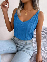 Cable-Knit Scoop Neck Knit Vest - Trendsi - Flyclothing LLC