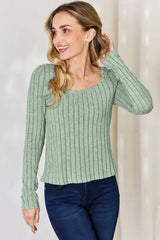 Basic Bae Full Size Ribbed Long Sleeve T-Shirt - Trendsi - Flyclothing LLC