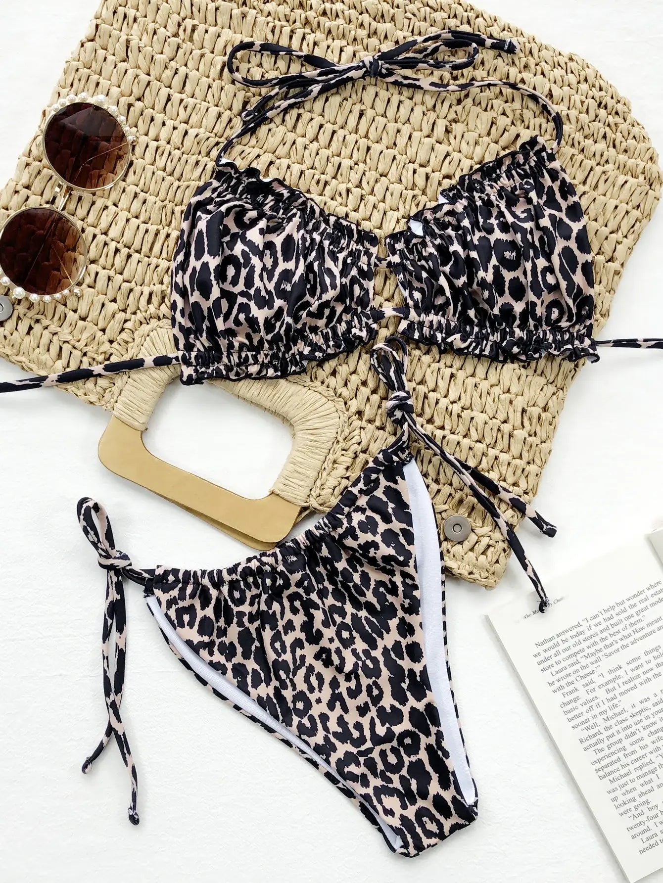 Frill Trill Halter Neck Bikini Set - Trendsi - Flyclothing LLC