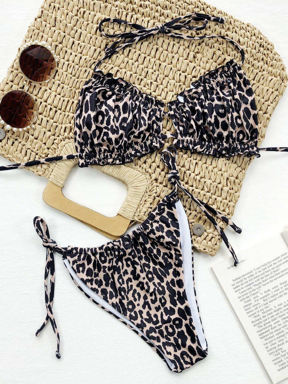 Frill Trill Halter Neck Bikini Set - Trendsi - Flyclothing LLC