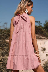 Tie Back Sleeveless Tiered Dress - Trendsi - Flyclothing LLC