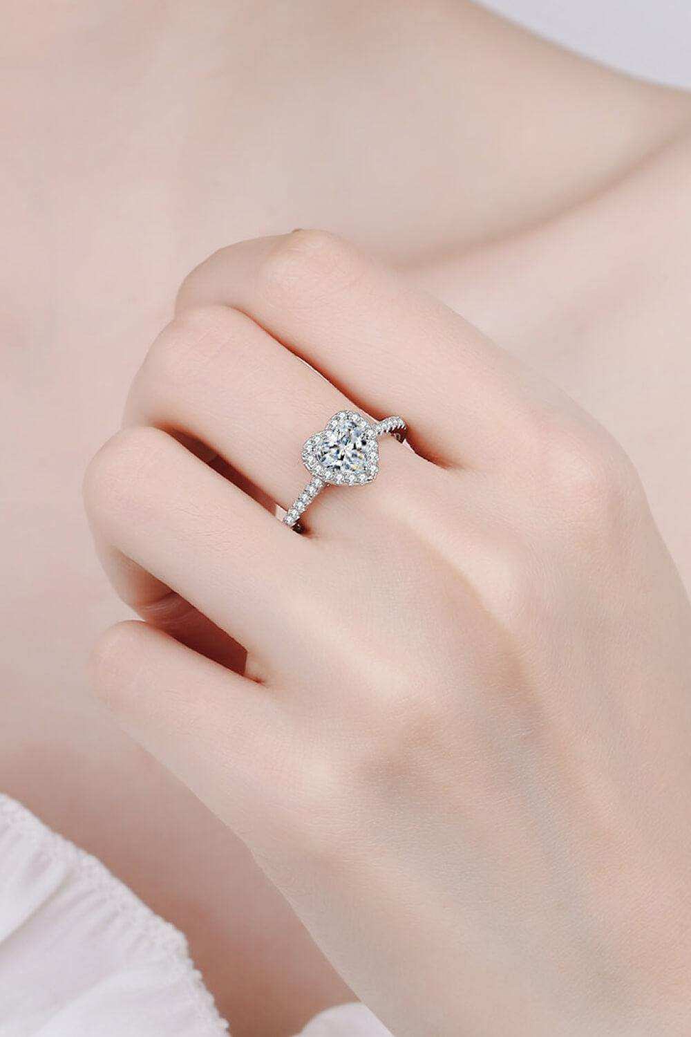 1 Carat Moissanite Heart-Shaped Ring - Trendsi - Flyclothing LLC
