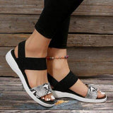 PU Leather Open Toe Low Heel Sandals - Trendsi - Flyclothing LLC