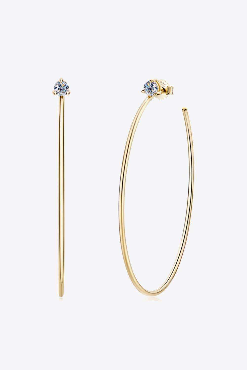 925 Sterling Silver Moissanite Hoop Earrings - Trendsi - Flyclothing LLC