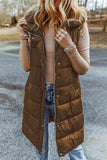Longline Hooded Sleeveless Puffer Vest - Trendsi - Flyclothing LLC