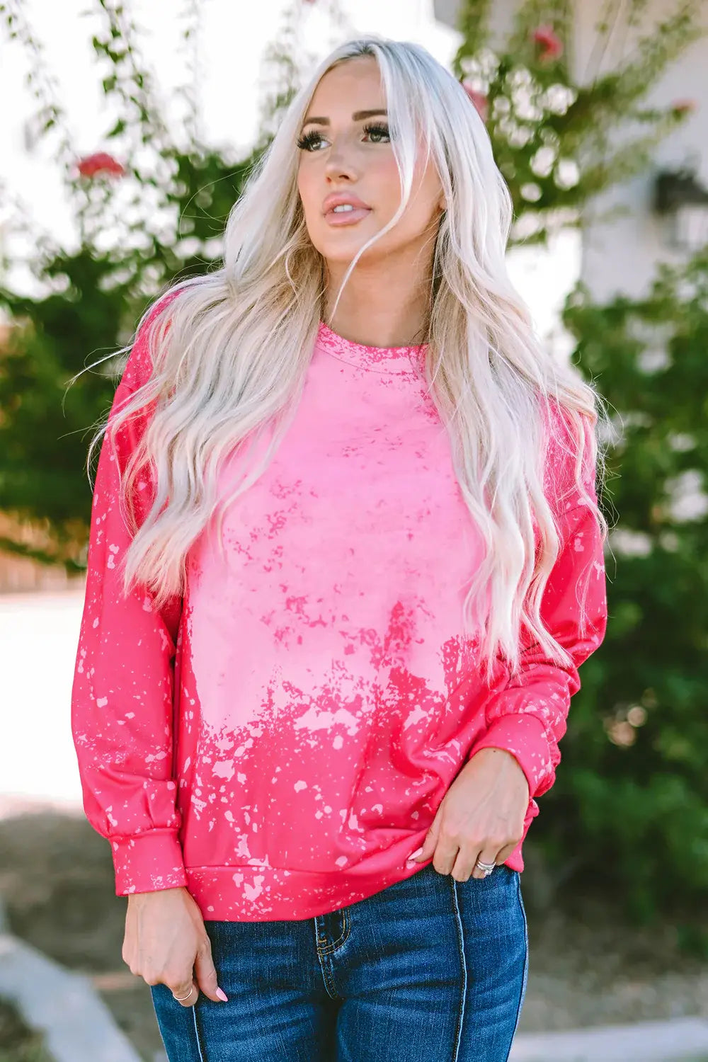 Printed Round Neck Long Sleeve Sweatshirt - Trendsi - Flyclothing LLC