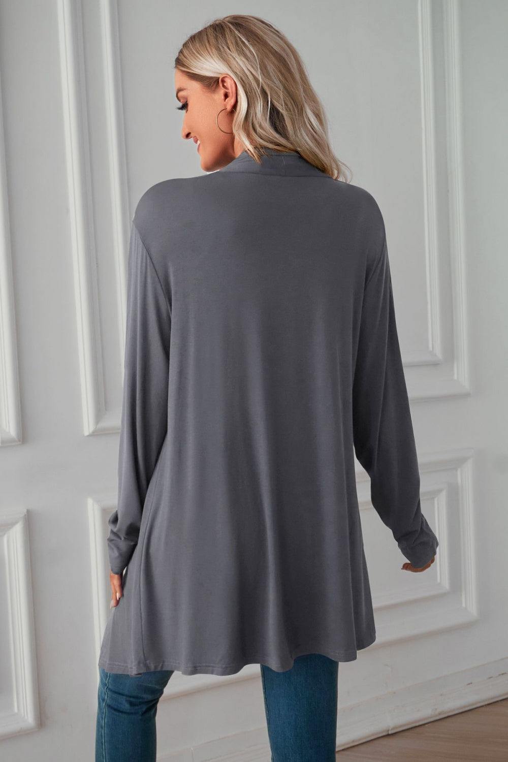 Open Front Long Sleeve Cardigan - Trendsi