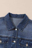 Plus Size Distressed Button Up Raw Hem Denim Jacket - Trendsi - Flyclothing LLC