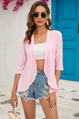 Half Sleeve Open Front Cardigan - Trendsi - Flyclothing LLC