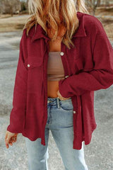 Pocketed Button Up Droppped Shoulder Jacket - Trendsi - Flyclothing LLC