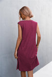 V-Neck Frill Trim Sleeveless Dress - Flyclothing LLC