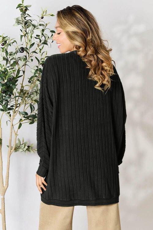 Basic Bae Full Size Ribbed Cocoon Cardigan - Trendsi