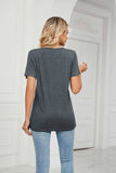 Decorative Button V-Neck Tee - Trendsi