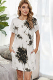 Tie-Dye Round Neck Tee Dress with Pockets - Trendsi - Flyclothing LLC