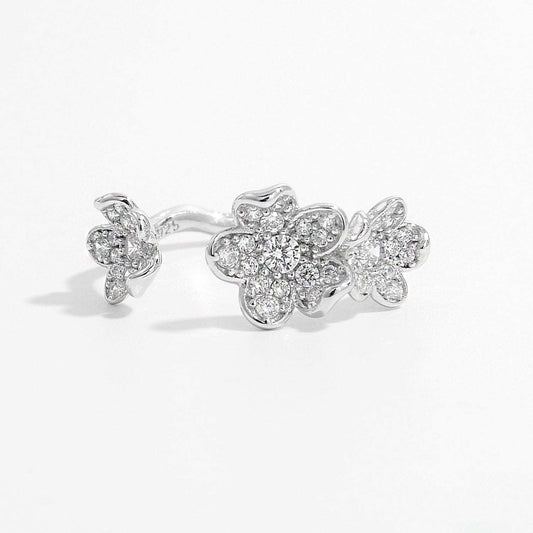 925 Sterling Silver Inlaid Zircon Open Ring - Trendsi - Flyclothing LLC