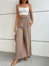 Wide Waistband Relax Fit Long Pants - Trendsi - Flyclothing LLC