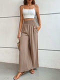 Wide Waistband Relax Fit Long Pants - Trendsi - Flyclothing LLC