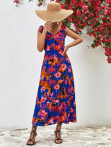 Multicolored V-Neck Backless Midi Dress - Trendsi - Flyclothing LLC