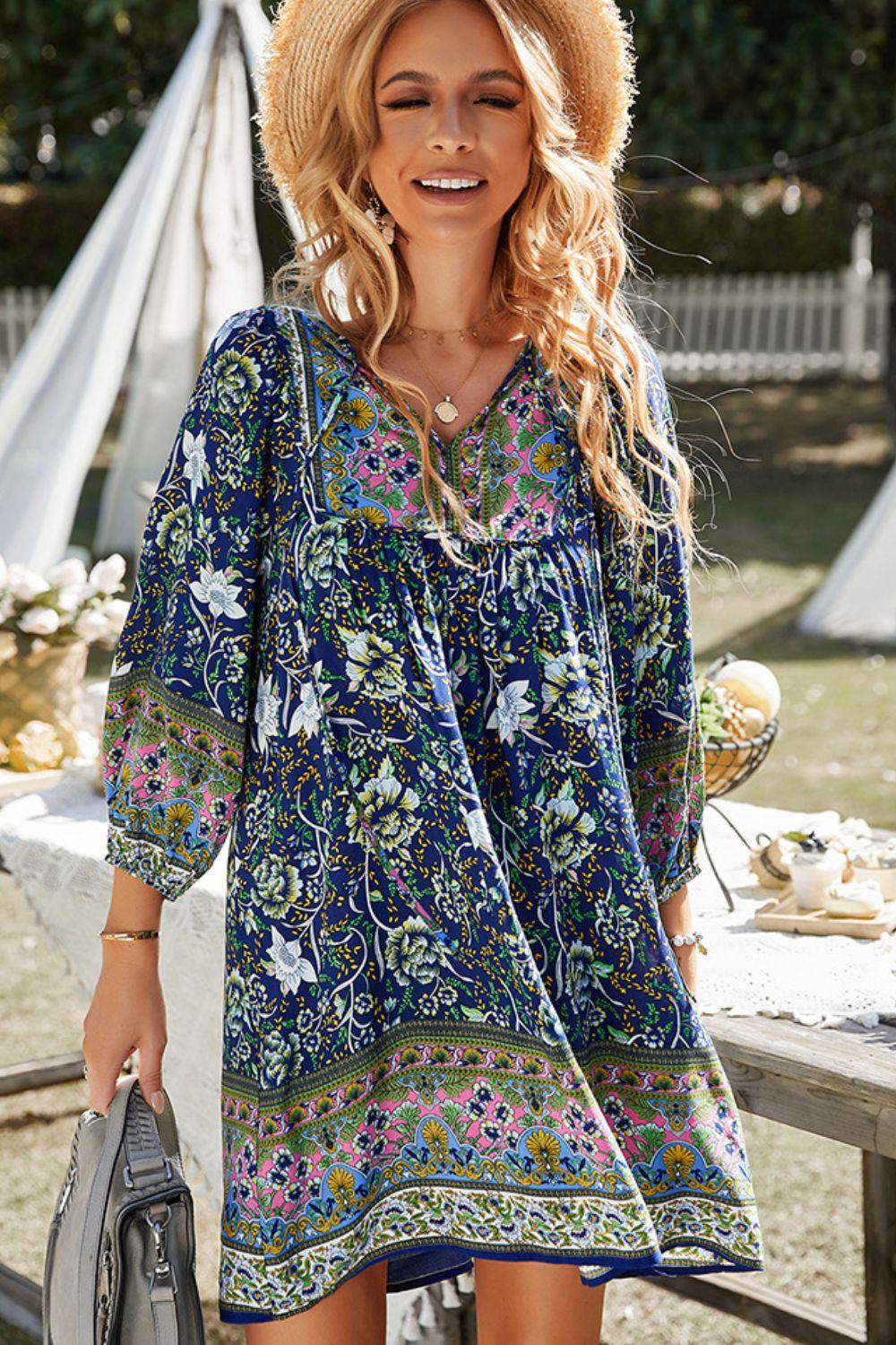 Tribal embroidered dip hem smock top new arrivals