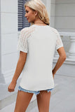 Openwork Round Neck Short Sleeve T-Shirt - Trendsi