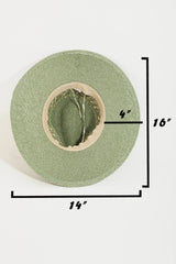 Fame Contrast Wide Brim Straw Hat - Trendsi