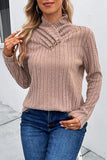 Ribbed Turtleneck Long Sleeve Sweater - Trendsi