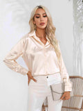 Collared Neck Buttoned Long Sleeve Shirt - Trendsi - Flyclothing LLC