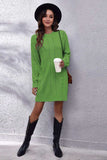 Cable-Knit Round Neck Sweater Dress - Trendsi - Flyclothing LLC