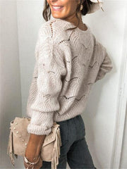 Openwork Button Up Long Sleeve Cardigan - Trendsi