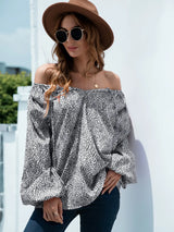 Printed Tie-Neck Balloon Sleeve Blouse - Trendsi - Flyclothing LLC