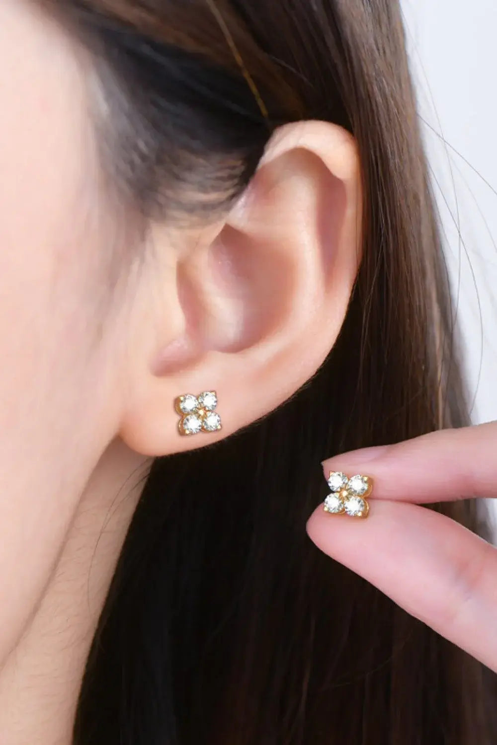 Moissanite 925 Sterling Silver Four-Leaf Clover Shape Earrings - Trendsi - Flyclothing LLC