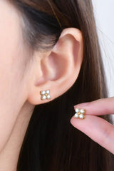 Moissanite 925 Sterling Silver Four-Leaf Clover Shape Earrings - Trendsi - Flyclothing LLC