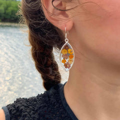 Flowers in Resin Ellipse Earrings - Artisana