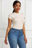 Round Neck Short Sleeve Bodysuit - Trendsi - Flyclothing LLC