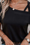 Crisscross Asymmetrical Neck Short Sleeve Top - Trendsi - Flyclothing LLC