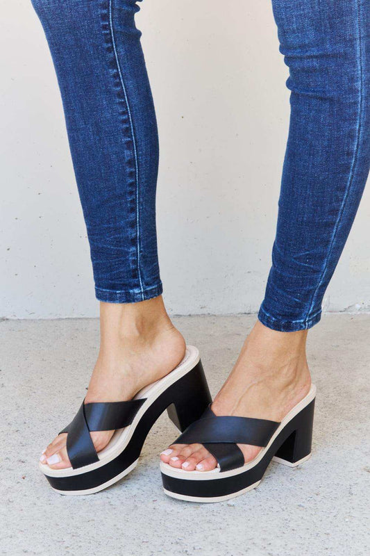 Weeboo Cherish The Moments Contrast Platform Sandals in Black - Trendsi - Flyclothing LLC