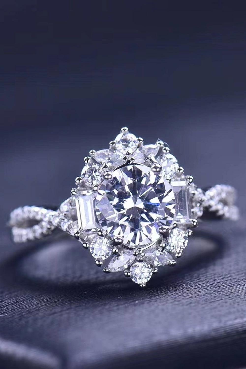 Floral 2 Carat Moissanite Crisscross Ring - Flyclothing LLC