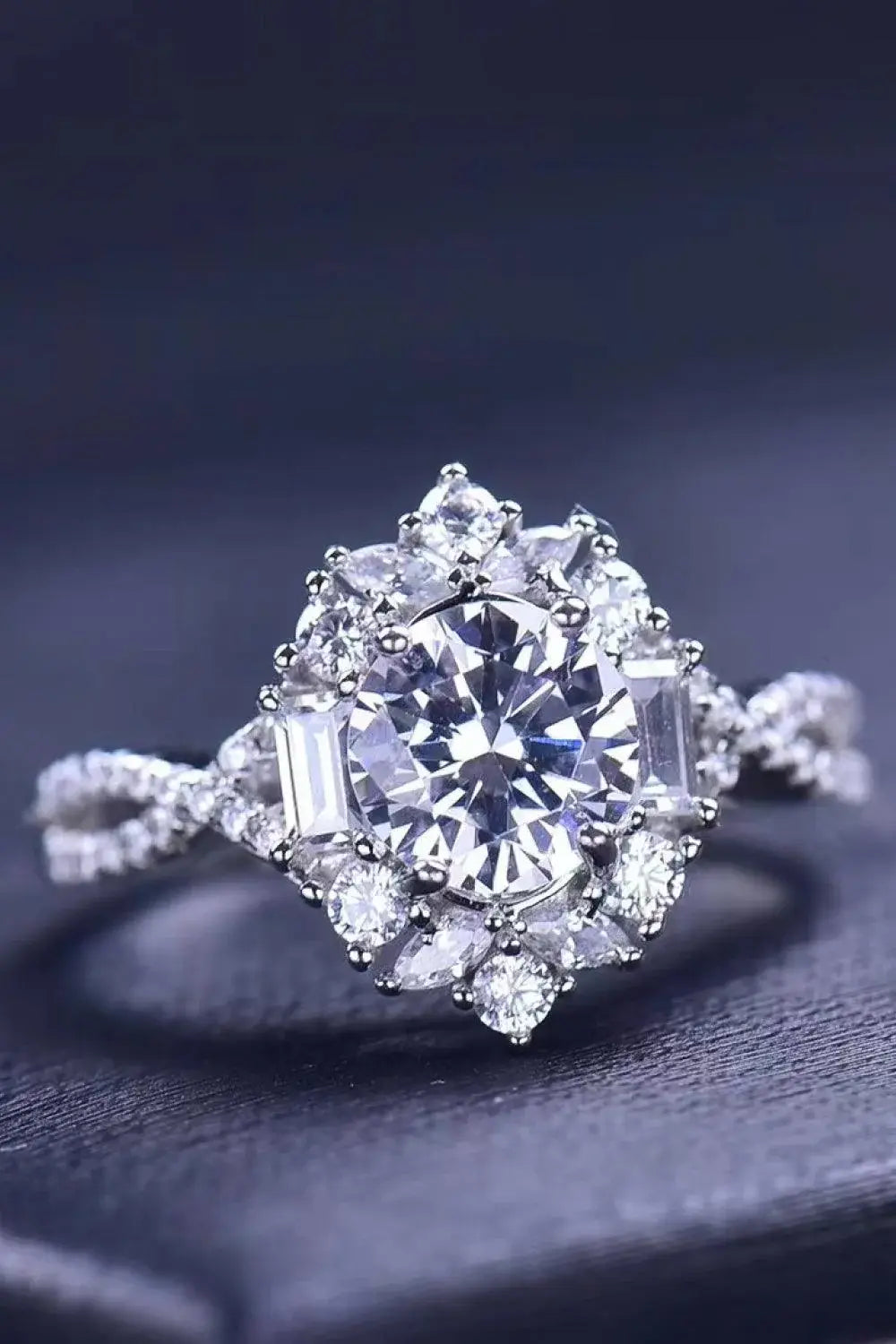 Floral 2 Carat Moissanite Crisscross Ring - Trendsi - Flyclothing LLC