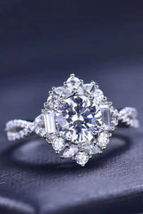 Floral 2 Carat Moissanite Crisscross Ring - Trendsi - Flyclothing LLC