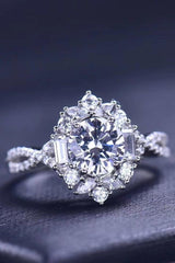 Floral 2 Carat Moissanite Crisscross Ring - Trendsi