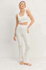 Kimberly C Waffle Tank and High Waist Flare Pants Set - Trendsi - Flyclothing LLC