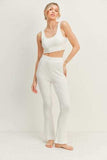 Kimberly C Waffle Tank and High Waist Flare Pants Set - Trendsi - Flyclothing LLC