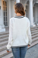 Buttoned V-Neck Long Sleeve Cardigan - Trendsi - Flyclothing LLC