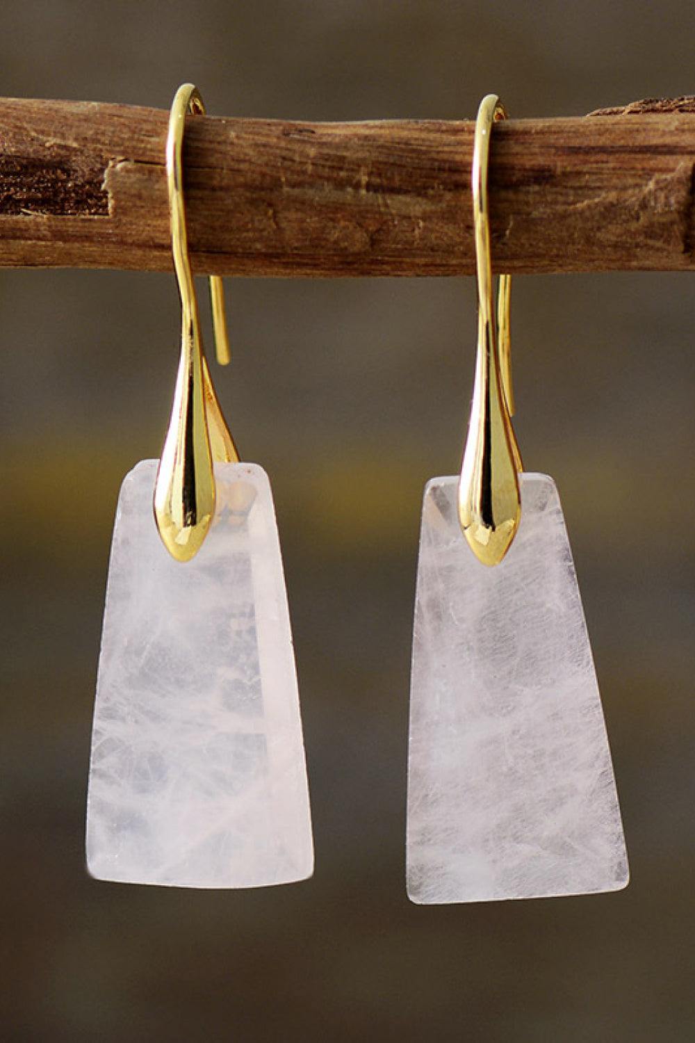 Handmade Geometrical Shape Natural Stone Dangle Earrings - Trendsi