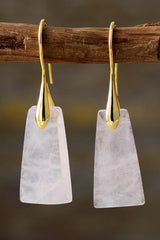 Handmade Geometrical Shape Natural Stone Dangle Earrings - Trendsi